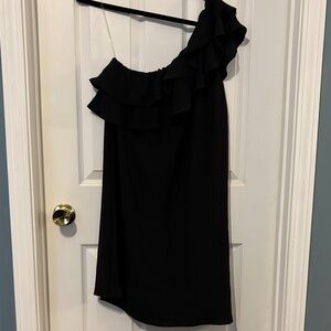 Black One-Shoulder Ruffle Dress